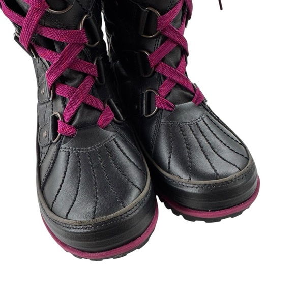 Sorel Tivoli Twist Waterproof Winter Boots with Fur Trim Black Purple Size 7 - Picture 6 of 12